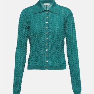 Dries Van Noten Teal Cardigan Sweater